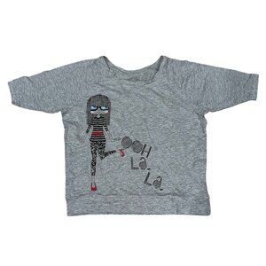 Forever 21 Gray Ooh La La Graphic T Shirt Casual Size Small Women Cute Girl Red